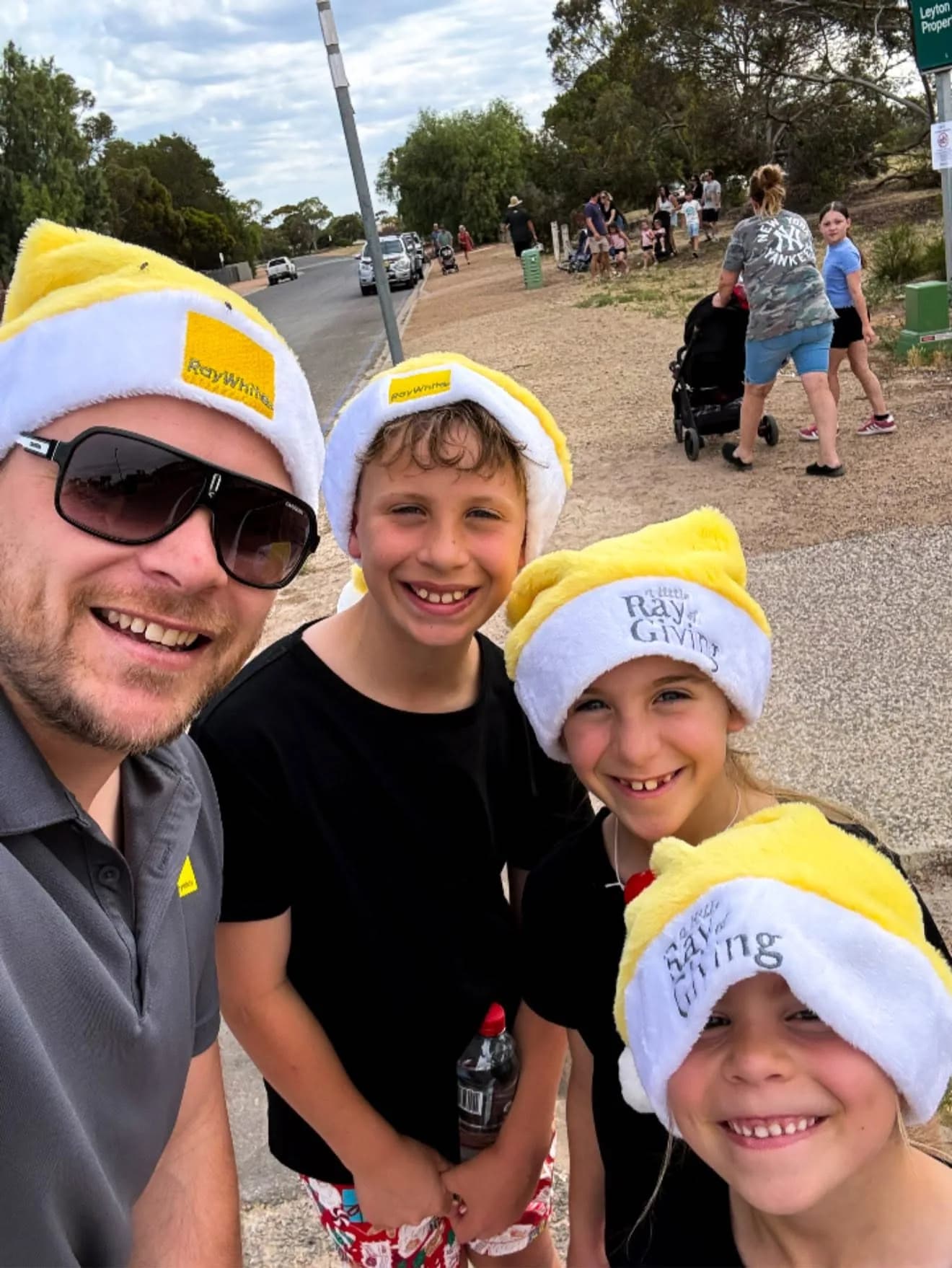 Stephen Moss with his children in the Golden Grove and Greenwith area